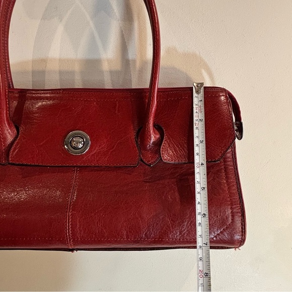 WILSON LEATHER Red Leather Handbag Shoulder Bag Zipper Magnetic Closure Purse - Picture 3 of 9